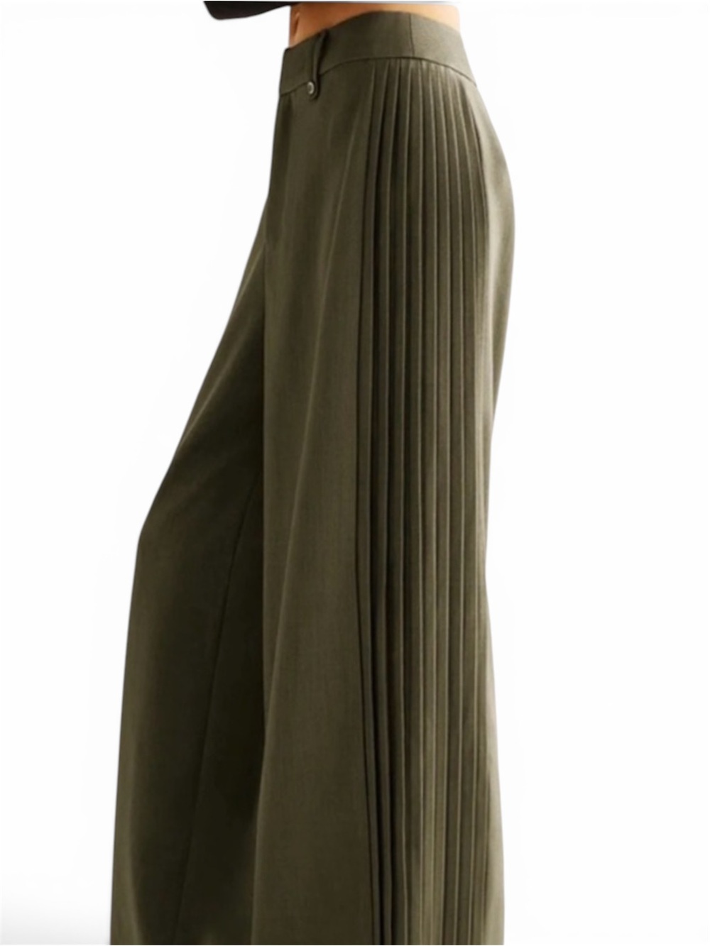 Commense Olive Green Side Pleated Wide Leg Pants – NWT | Size Medium | Chic Mini - Picture 5 of 7